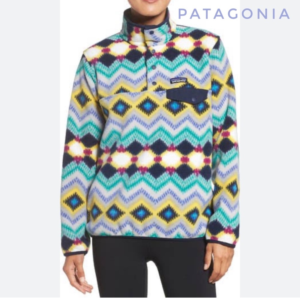 Patagonia Synchilla Snap-T Recycled Fleece Pullover Size Large Multi Col…